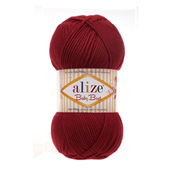 Пряжа Alize (Ализе) Baby Best / уп.5 мот. по 100 г, 240м, 390 вишневый A