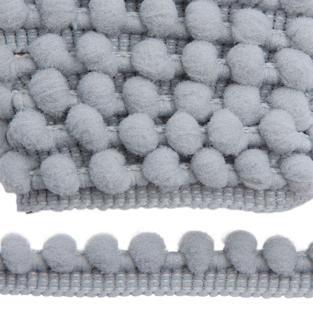 Лента декоративная с помпонами, 5 мм, 2м, упак, серый