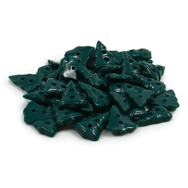 Украшения декоративные пуговицы Елочка 26L (16мм) 2 прокола, пластик (зеленый), 50 шт