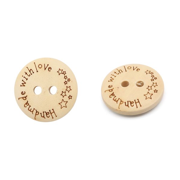 Пуговицы на 2 прокола Handmade 28L (18мм), дерево (Milk (молочный)), W21, 36 шт