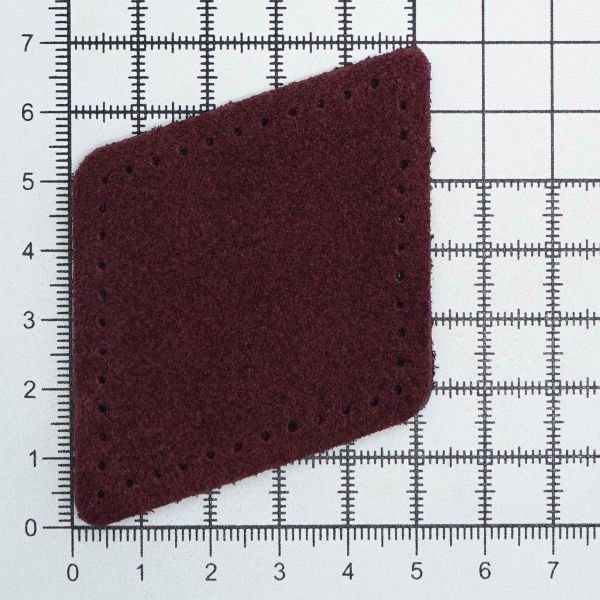 Заплатки пришивные из замши, ромб 6х8,4см с перфорацией, 2 шт, 100% кожа, 31 бордовый, 59115