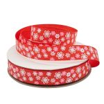 Лента репсовая (в рубчик) Цветочки 4 1,5см*22.86 м (красный)