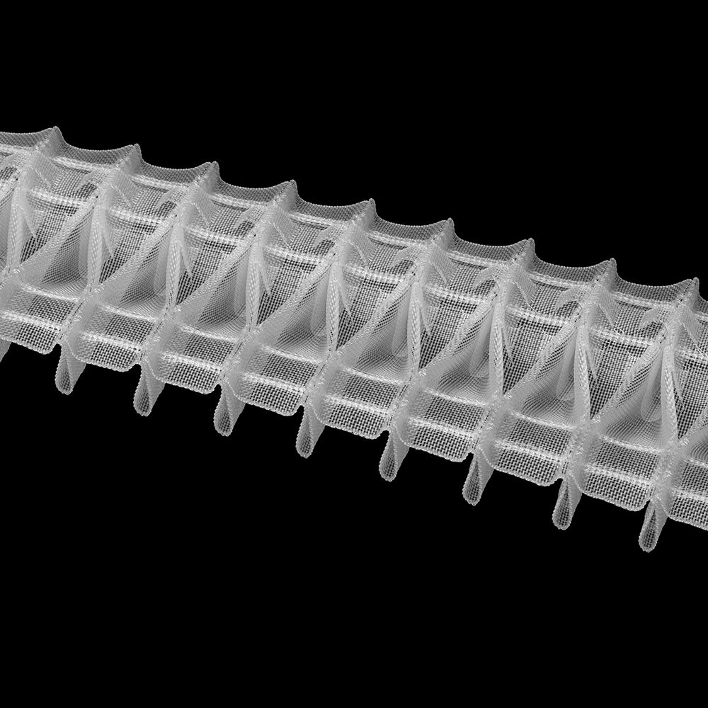 Лента (тесьма) шторная: сборка буфы (1:2.5) 65 мм / 50 метров, прозрачный, OZ-IS 3861 MP