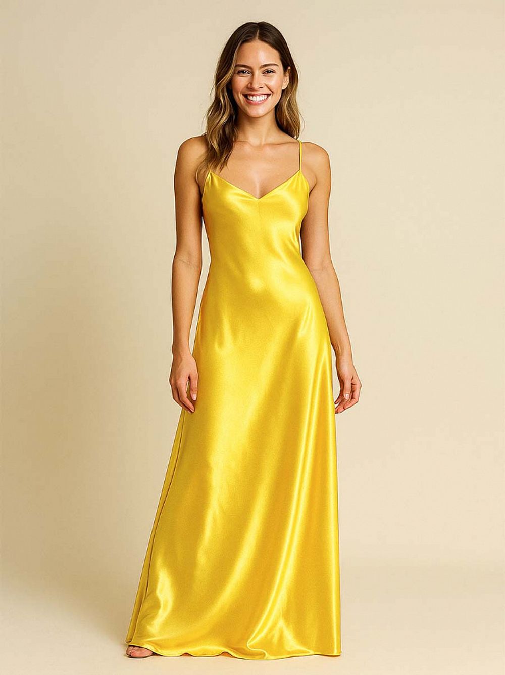 Атлас сатин 67 г/м², 150 см / 3 метра, AS.30, желтый