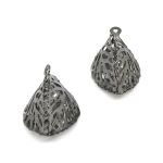 Подвеска-коробочка со стразом "Листик", 2 шт в упак, черный никель