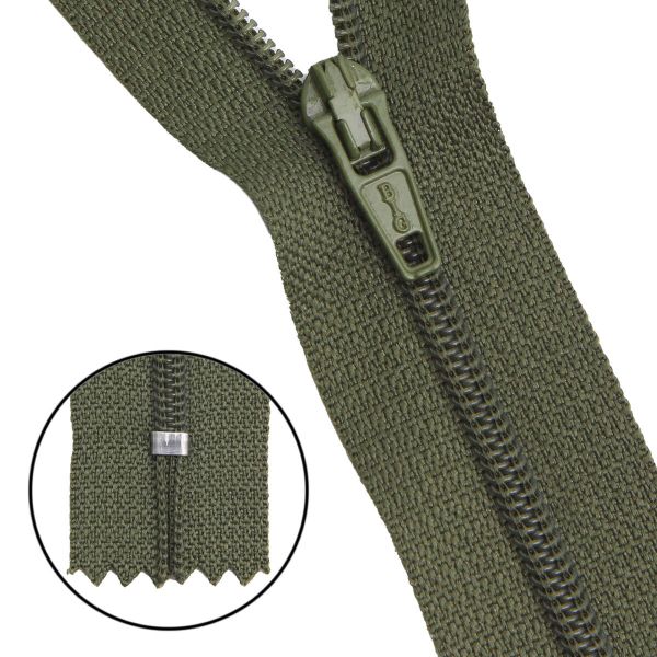 Молния спираль (витая) Т3 (3 мм) 1 зам., н/раз., 20 см, автомат, хаки, 30092, 10 шт