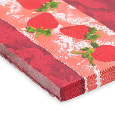 Салфетки 33х33см, 2-х слойные 20 шт/упак (клубника), JLC-2PLY