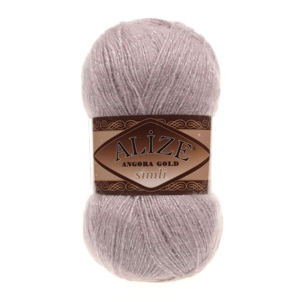 Пряжа Alize (Ализе) Angora Gold Simli / уп.5 мот. по 100 г, 500м, 163 серая роза A