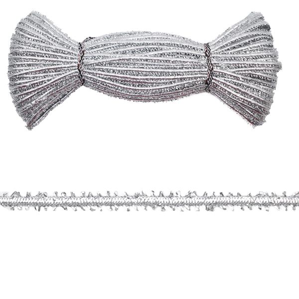 Шнур металлизированный ⌀6.0 мм / 30 метров, сороконожка, серебро