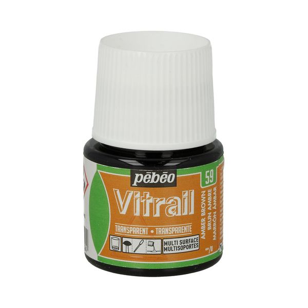 Краска для стекла и металла лаковая прозрачная Vitrail 45 мл, 050-059 янтарный, Pebeo