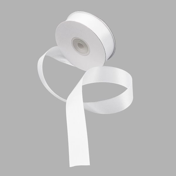 Лента атласная 2-сторонняя 25.0 мм / 22.86±1 метров, C1001 белый, 6102-0013, Globus