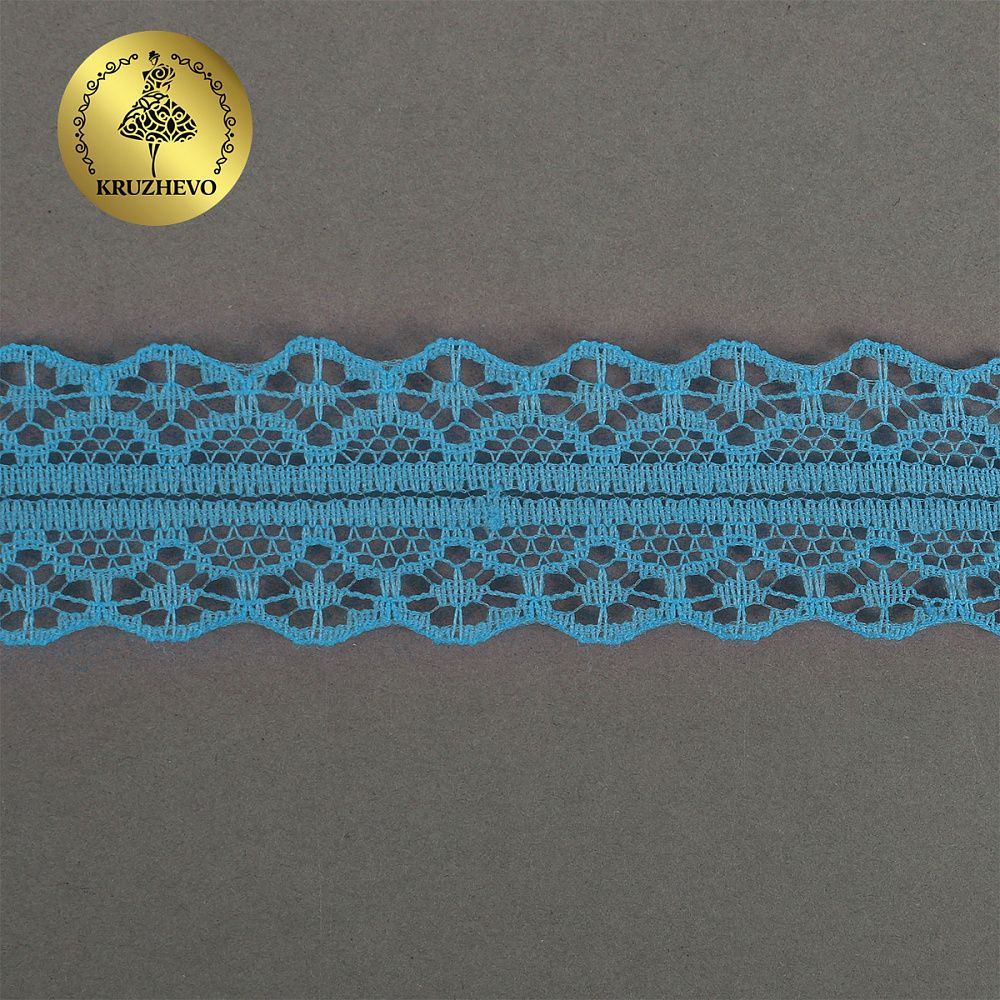 Кружево отделочное в стиле "трикотаж" Kruzhevo 30 мм, TBY 1659-1, бирюзовый, 27.4м