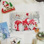 Набор для вышивания нитками Luca-S, Три гнома в лесу, 29х22см