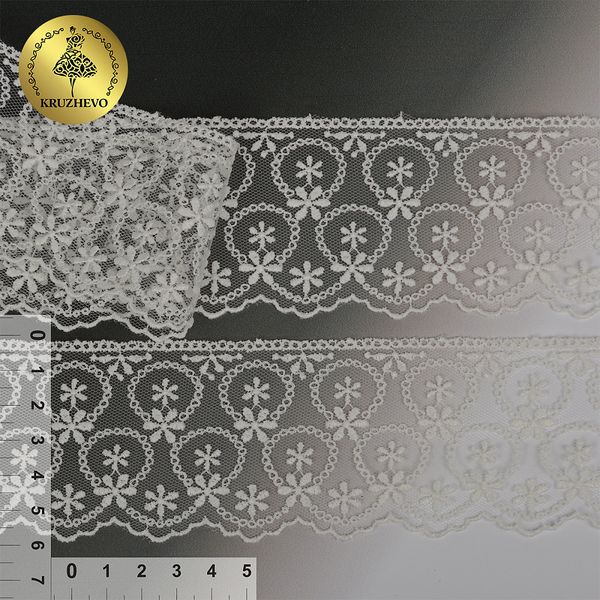 Кружево на сетке 60 мм, диз. 861, цв.112 молочный, уп. 9 м, Kruzhevo