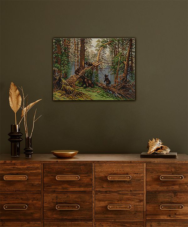 Алмазная (кристальная) мозаика Фрея GTG-ALPD-225, Утро в сосновом лесу. Иван Шишкин, на подрамнике, 50х40 см