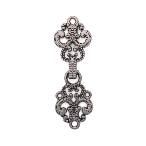 Крючки пришивные декоративные 59х20 мм, pewter, 6 шт