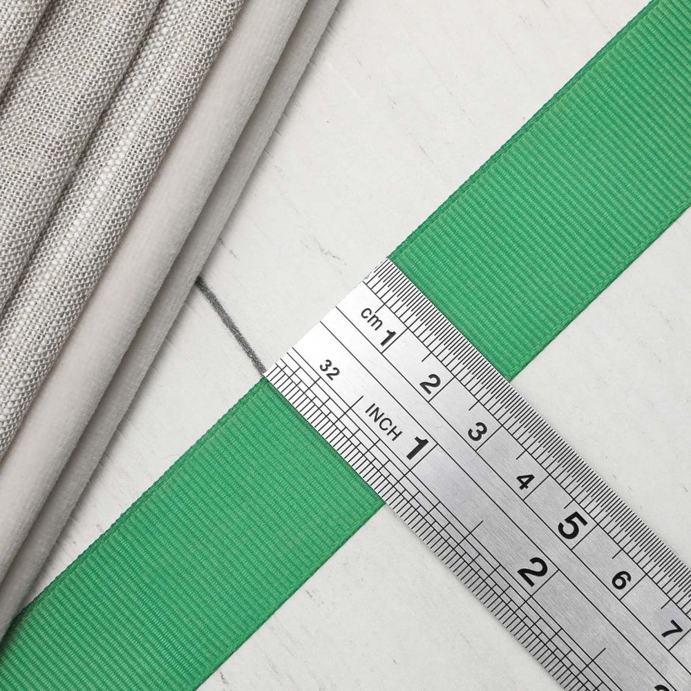 Лента репсовая (в рубчик) 25.0 мм, 091 зеленый, уп.18,28 м