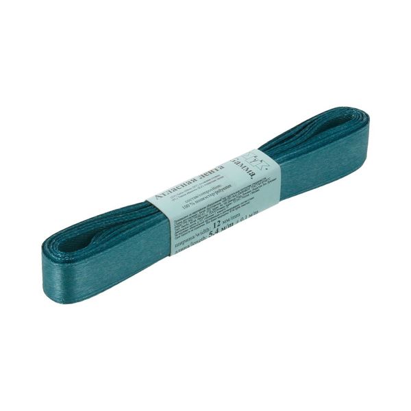 Лента атласная 1-сторонняя 12.0 мм / 10 шт по 5.4 метра, №092 т-зеленый, Gamma AL-12P