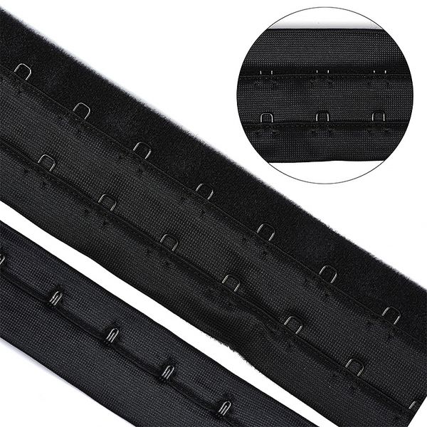 Застежки для бюстгальтера текстильные на мягкой ленте (2 ряда) 40 мм / 45.7 метра, шаг 15 мм, 01 черный