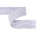 Косая бейка хлопковая 20 мм / 5 шт по 5.4 метра, №001P/113 белый/черный горох, Gamma GBF-20