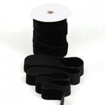 Лента бархатная (тесьма) эластичная 38.0 мм / 20±1 метров, нейлон, черный