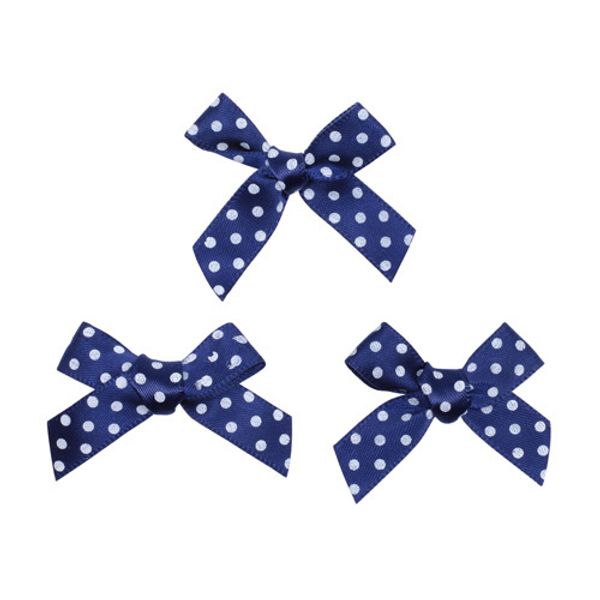 Бантики пришивные 3х2 см, 8 шт, т.синий горох