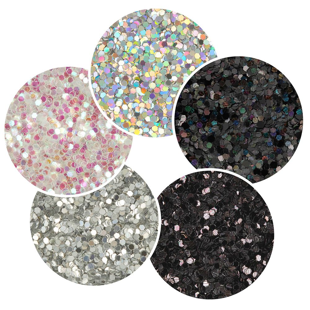 Блестки декоративные ассорти 1 мм, 5 уп. по 5 г, 4.5 мл, № 01, Love2art Набор ассорти GLIS-01