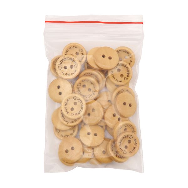 Пуговицы на 2 прокола Handmade with love 24L (15мм), дерево (Yellow (желтый)), W22, 36 шт