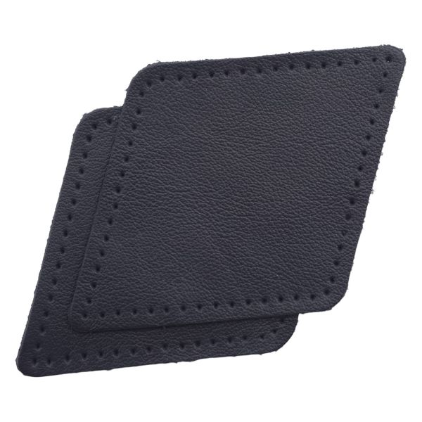 Заплатки пришивные из кожи, ромб 8х11,2см с перфорацией, 2 шт, 100% кожа, 05 темно-синий, 9125