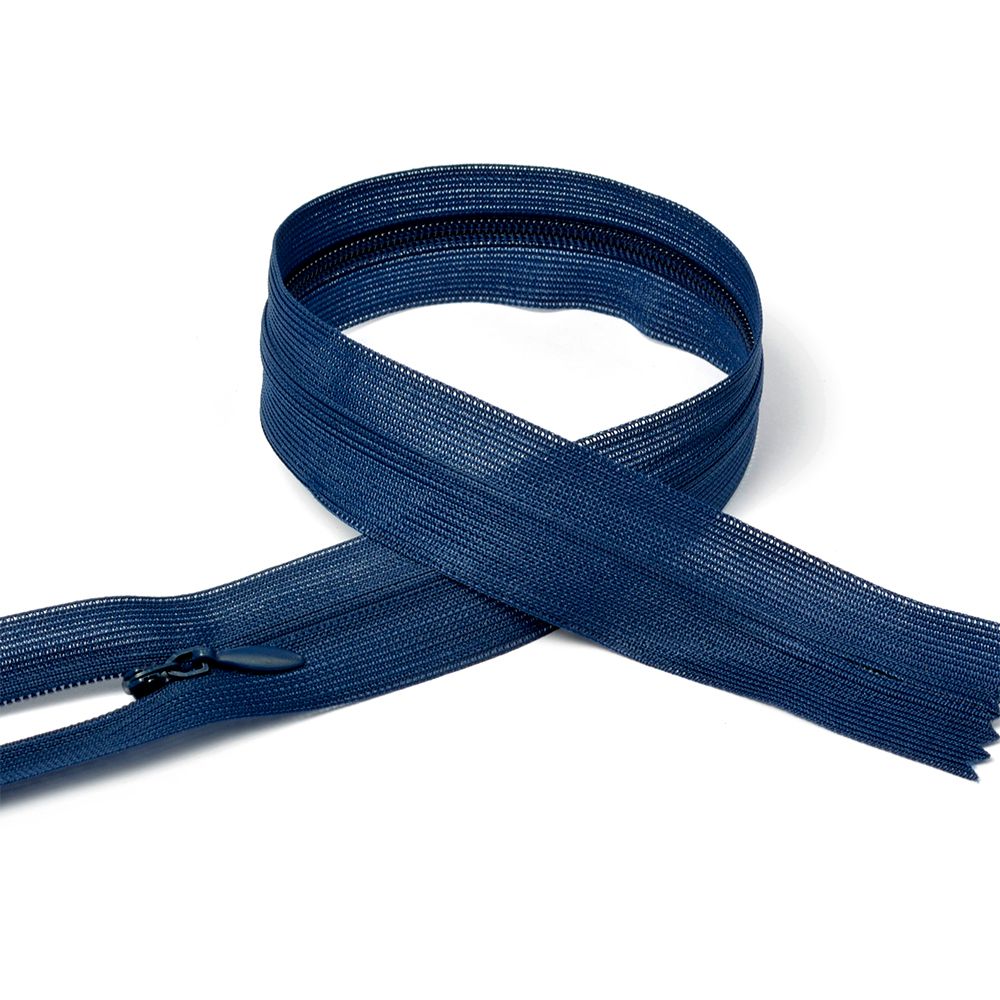 Молния потайная (скрытая) Т3 (3 мм) 1 зам., н/раз., 60 см, цв.F330 синий уп.50 шт Молния потайная (скрытая) Т3 (3 мм) 1 зам., н/раз., 60 см, цв.F330 синий уп.50 шт