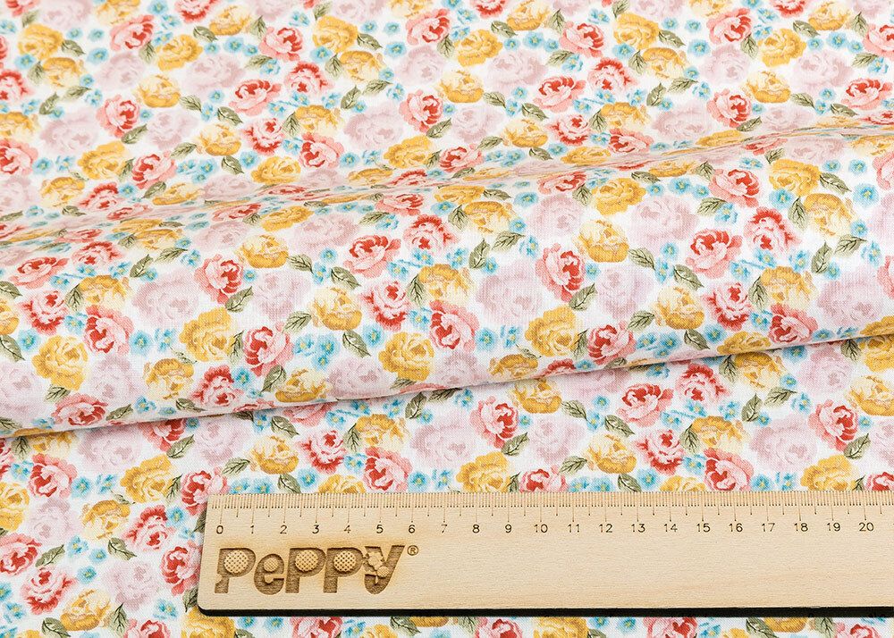 Ткань для пэчворка Peppy Версальские сады, рулон 112 см / 5 метров, ВС-18 белый, Peppy