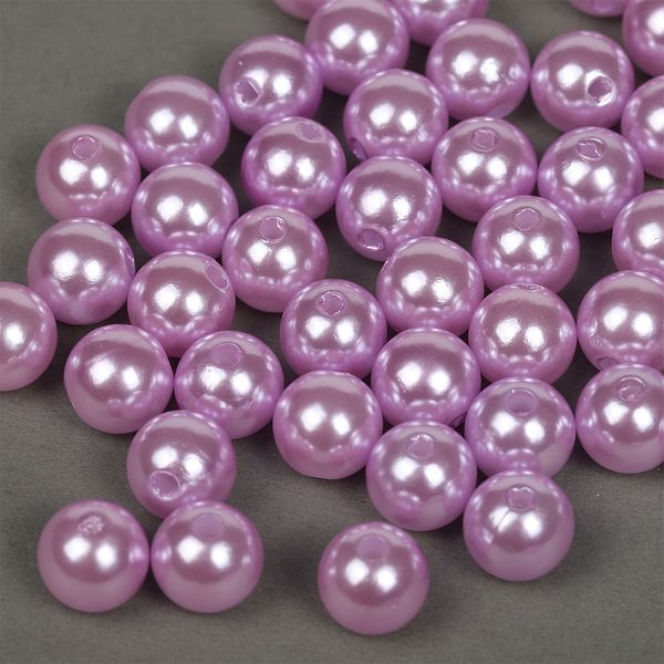 Бусины пластик (перламутр) ⌀12 мм, цв.092 сиреневый, уп.500г (530 шт), Magic4Hobby