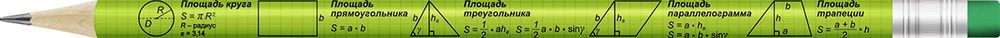 Карандаш графитный круглый с ластиком заточенный ТМ (HB) 12 шт, 3077 Площади фигур 2, ВКФ 1-PR-12Д