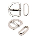 Пряжка + шлевка металл 38 мм, 1 уп (1+1 шт), серебро (никель), MB-2203