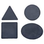Набор заплаток пришивных из кожи, круг, квадрат, треугольник, овал 8см, с перфорацией, 4 шт (05 темно-синий), 9743
