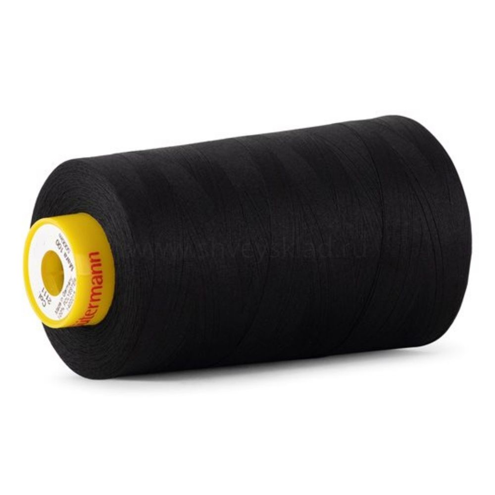 Нитка особо тонкая Gutermann Mara №150 (150/2), 5000 м, 713961, цв. 2111 ультра-черный, 1 катушка