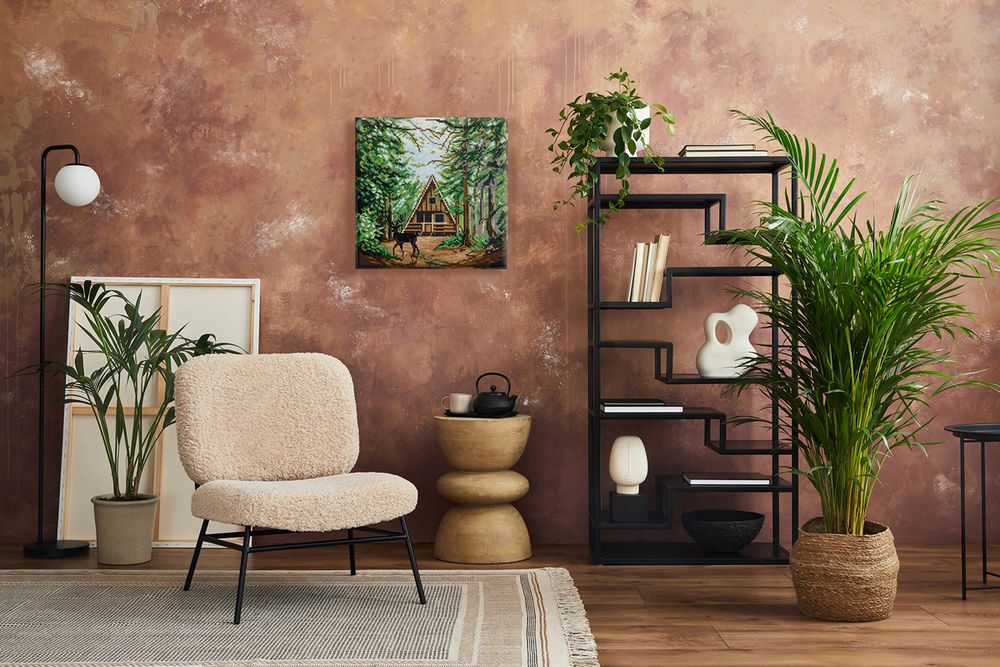 Алмазная (кристальная) мозаика Фрея ALPD-201, на подрамнике Олень на лесной опушке, 30х30 см