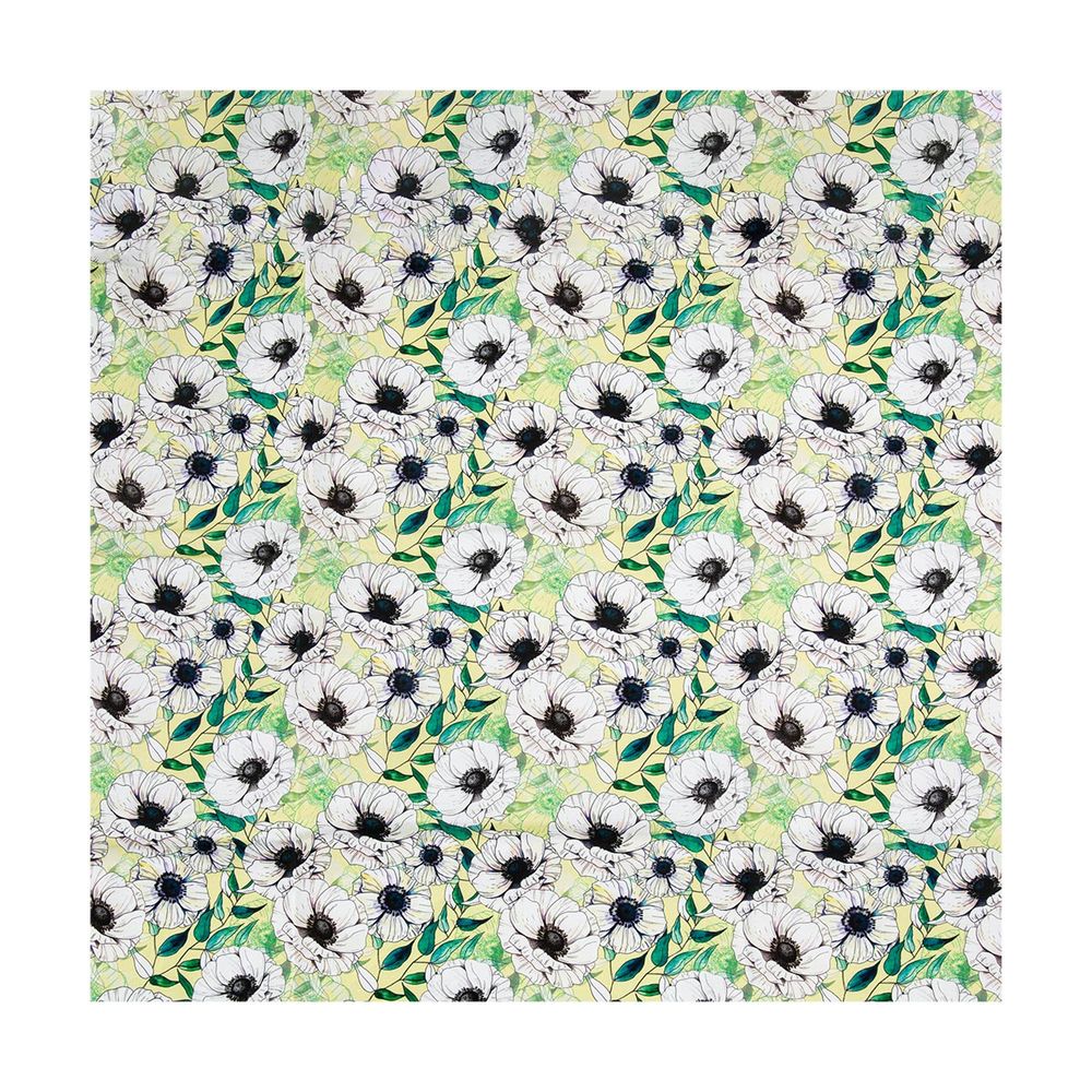 Ткань для пэчворка Peppy Цветущие анемоны 50х55 см, 140±5 г/м², ЦА-04 желтый