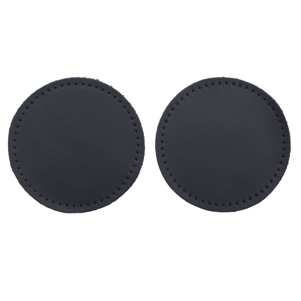 Заплатки пришивные из кожи, круг ⌀8см с перфорацией, 2 шт, 100% кожа, 05 темно-синий, 9121