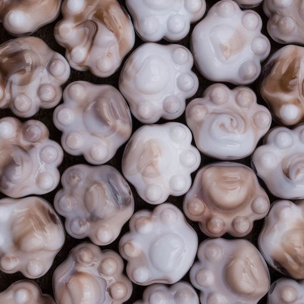 Бусины акрил 18.5х16.5х14 мм, 500 г, дымка, Кошачьи лапки, AD012 бело-бежевый, (7748712)7502 , Astra&Craft