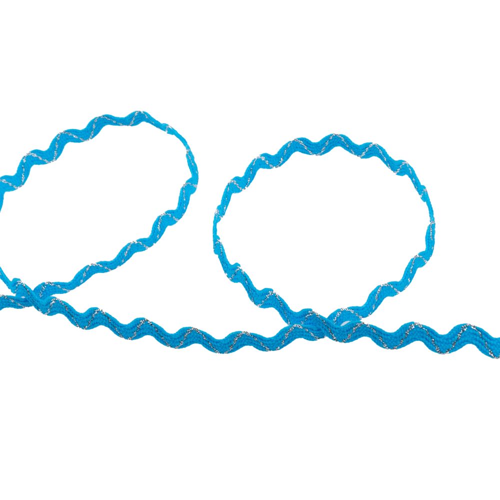 Тесьма отделочная зигзаг 9 мм, / 20 метров, голубой/под серебро, Blitz