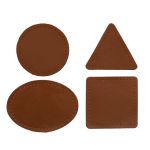 Набор заплаток пришивных из кожи, круг, квадрат, треугольник, овал 6см, с перфорацией, 4 шт (02 светло-коричневый), 9723