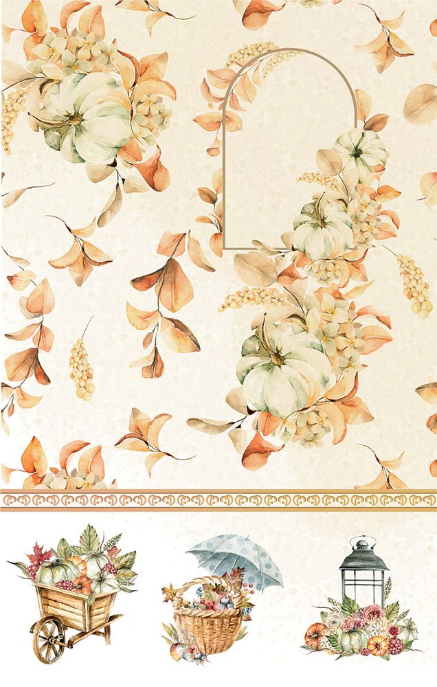 Бумага рисовая 32х22 см, 0107 Осень золотая, Love2art KPR/R