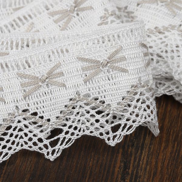 Кружево вязаное (тесьма) 37 мм, диз.K-10034 цв.белый+серый, 3 метра, Kruzhevo