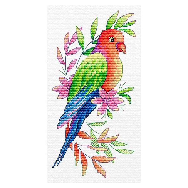 Набор для вышивания нитками МП Студия, Попугай 9х19см