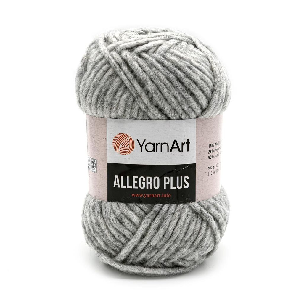 Пряжа YarnArt (ЯрнАрт) Allegro Plus / уп.5 мот. по 100 г, 110м, 706 светло-серый меланж
