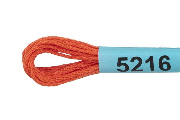 Мулине Gamma 100% хлопок, цв.5216 оранжево-красный, 24 мотка по 8 метров