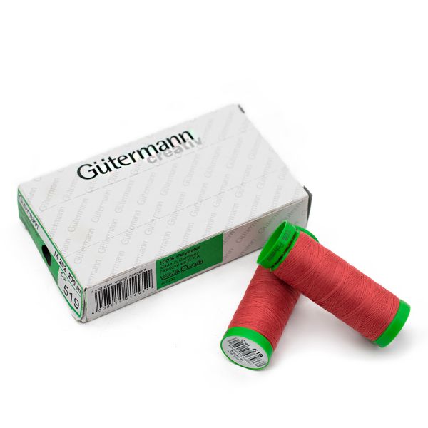 Нитки для тонких тканей Gutermann Extra Fine 150, 200м, 519 т.лососевый, 5 катушек