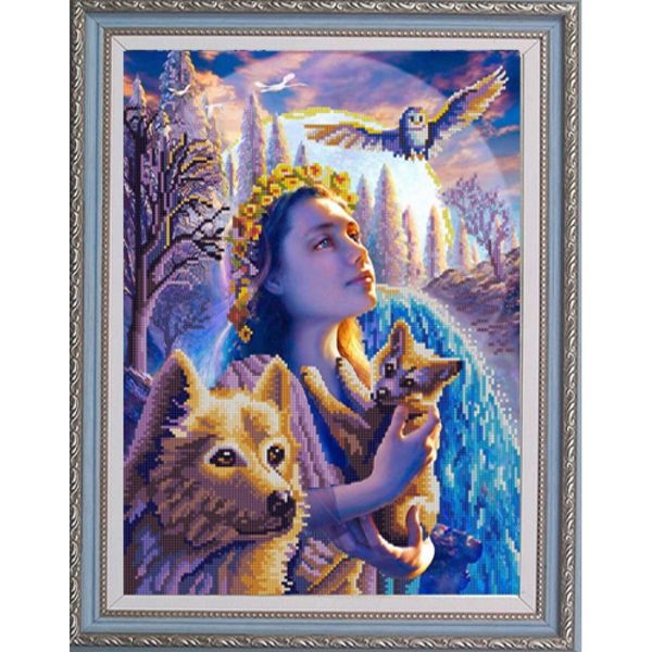 Рисунок для вышивания бисером Конек, 9990 Восход в лесу 29х39 см