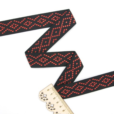 Стропа (ременная лента) 30 мм / 25 метров, [24.6 г/пог.м], 100% п/э, 35 черный с красным